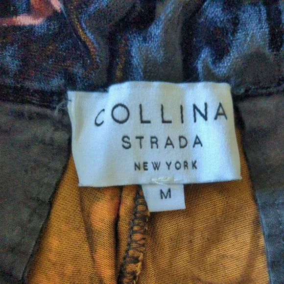 Collina Strada New York Crushed Velvet Pants Sz M straight leg cropped $400
